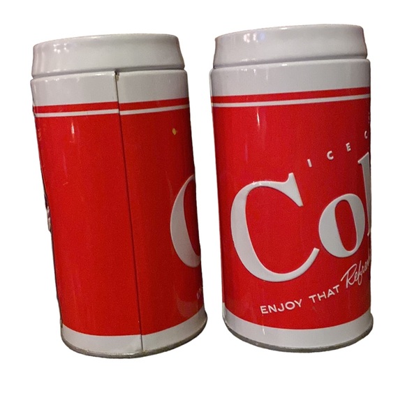 Coca Cola Salt and Pepper Shaker Set Collectable Memorabilia Tin Cans - Picture 4 of 8